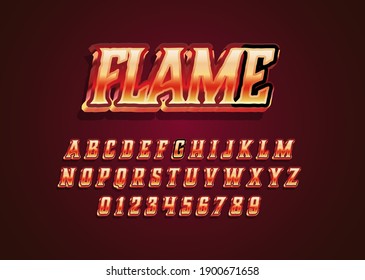 Flame Text Effect, 3d Red Hot Fire Style Alphabet For Fighting Game, Logo Template, Poster, Typography