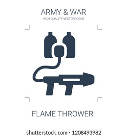 Flame Thrower Icon. High Quality Filled Flame Thrower Icon On White Background. From War Collection Flat Trendy Vector Flame Thrower Symbol. Use For Web And Mobile