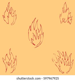Flame tongues. Sketch by hand. Pencil drawing by hand. Vector image. The image is thin lines. Vintage