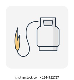 Flame torch icon. That using in waterproof installation work or bituminous waterproof membrane installation in waterproofing systems to protect home or buildings from leaking water. Vector icon design