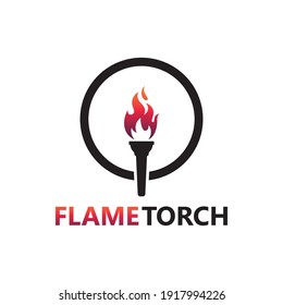 Flame torch logo template design