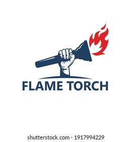 Flame torch logo template design