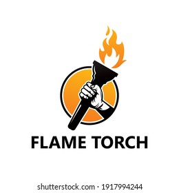 Flame torch logo template design