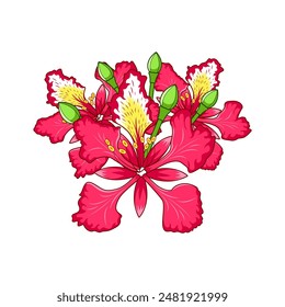 Flame tree flower cartoon, digital art illustration