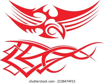 flame tribal hotrod stencil red fire