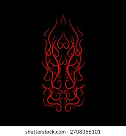 Vector tribal flameado con curvas rojas arremolinadas, ideal para tatuajes, diseños de ropa de calle, Elementos de arte digital y composiciones gráficas audaces.