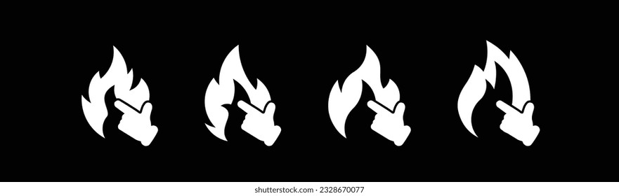  flame of various shapes bonfire vector illustration background white,fire flat line icons set   concept on black background