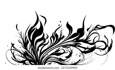 Flame vector black line illustration art isolated white