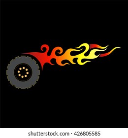 Flame vector, Fire tattoo, Flames vector icon isolated on black background – icon fire illustration