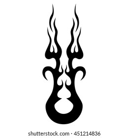 Flame vector, Fire tattoo, Flame tattoo tribal vector design sketch. Fire black isolated template logo on white background.
