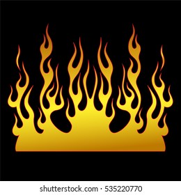 Flame vector, Fire tattoo,  fire yellow, icon isolated on black background – icon fire illustration, sample car hood racing stickers  