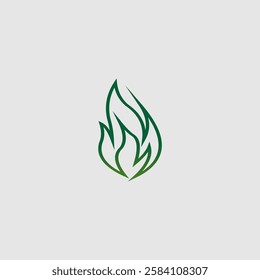Flame vector. Green fire icon. Organic fire logo.