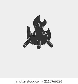 Signo de ilustración de icono del vector de llama