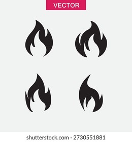 Icono de Vector de llama – Símbolo de fuego mínimo, Vector de ícono de fuego ardiente – Fondo blanco..eps
