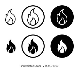 Conjunto de iconos de Vector de llama. Icono de quemadura de fuego de calor adecuado para App y Sitios web UI diseños.