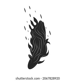 Icono de vector de llama.Icono de vector negro aislado en llama de fondo blanco.
