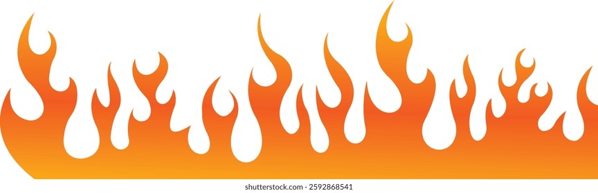 Flame vector icons. Campfire flame, fire flames, fireball, wildfire and red hot bonfire, red fiery flames vector design