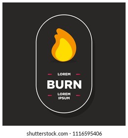 Flame Vector Illustration Badge Flat Style Design