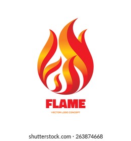 Flame - vector logo template concept illustration. Red fire sign. Hot warm symbol. Design element. 
