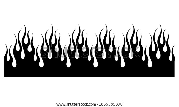 Flame vector pattern. Black fire tribal pattern\
tattoo. Silhouette of fire. Design for car, motorbike, sleeve\
biker. Seamless decorative\
border.