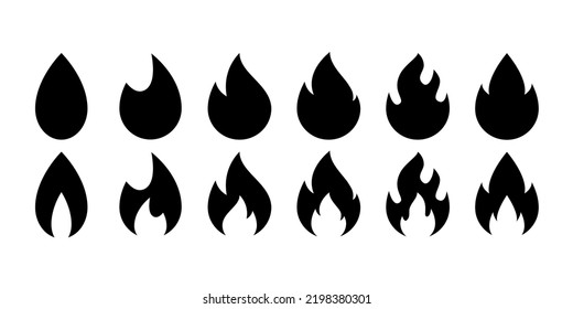 Silueta vectorial de llama de color negro aislado. Logo del concepto de estilo de juego de incendios. Logo de Fire.