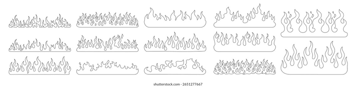 Colección de la silueta del Vector de la llama en fondo transparente