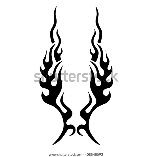 flame vector tribal design sketch. Fire\
black isolated template logo on white\
background.