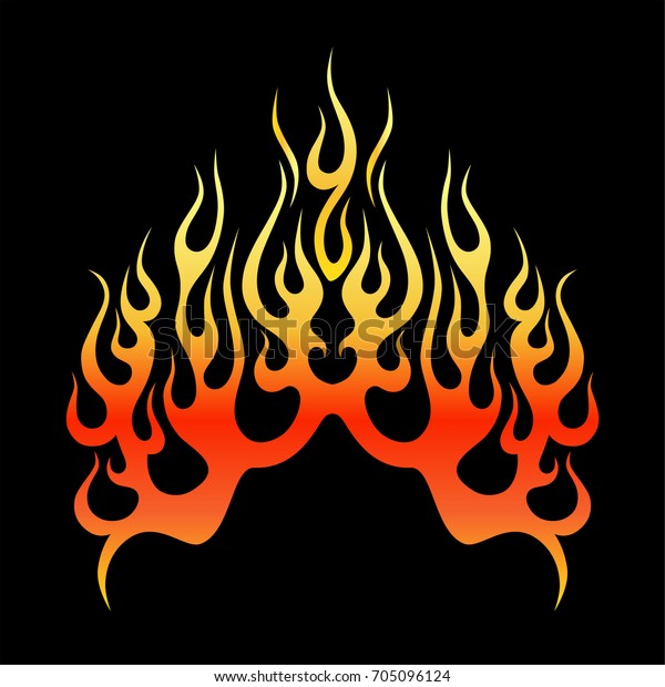 炎のベクター色の部族画像 消防車のイラストシルエット サンプルの車のフードステッカー のベクター画像素材 ロイヤリティフリー