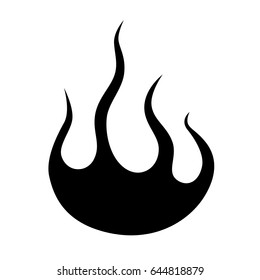 Flame vector tribal tattoo design sketch. Black fire silhouette. 