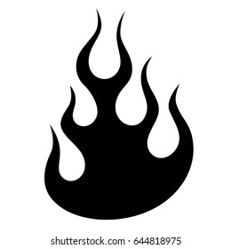 Flame vector tribal tattoo design sketch. Black fire silhouette. 