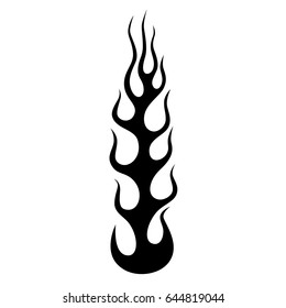 Flame vector tribal tattoo design sketch. Black fire silhouette.  