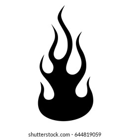 Flame vector tribal tattoo design sketch. Black fire silhouette.  