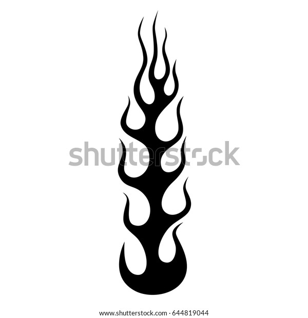Flame vector tribal tattoo design sketch. Black fire\
silhouette.  