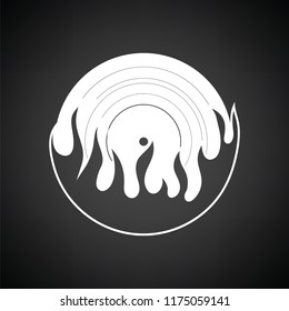 Flame vinyl icon. Black background with white. Vector illustration.