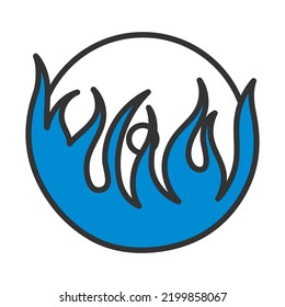 Flame Vinyl Icon. Editable Bold Outline With Color Fill Design. Vector Illustration.