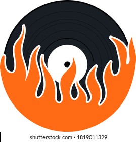 Flame Vinyl Icon. Flaches Farbdesign. Vektorgrafik.
