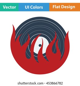 Flame vinyl icon. Flat color design. Vector illustration.
