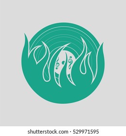 Flame vinyl icon. Gray background with green. Vector illustration.