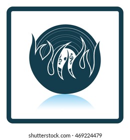 Flame vinyl icon. Shadow reflection design. Vector illustration.