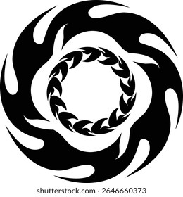 Flame Vortex Mandala in Silhouette Style