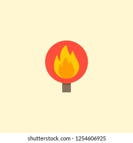 Flame warning icon flat element. Vector illustration of flame warning icon flat isolated on clean background for your web mobile app logo design.