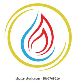 Flame y gota de agua, artesano y logo del plomero