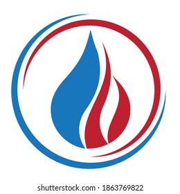 Flame y gota de agua, artesano y logo del plomero
