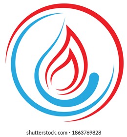 Flame and water drop, craftsman and plumber logo