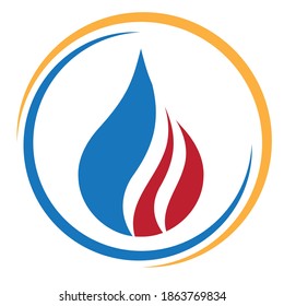 Flame and water drop, craftsman and plumber logo
