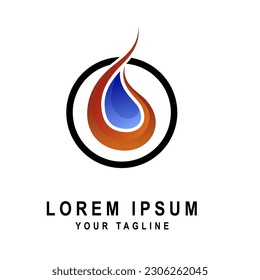Combinación de logotipos de llama y agua Diseño de plantillas Icono ilustración vectorial
