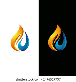 Flame and water vector logo template