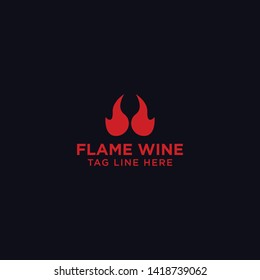 flame wine logo with negative space style