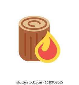 Flame and wood trunk design, Climate change global warning environment nature pollution green and extreme danger theme Vector illustration