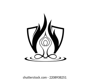 flame yoga logo design silhouette